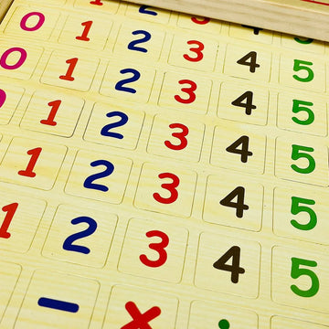 Magnetic Puzzle Arithmetic Wooden Double Sided Learning Box Math Time Telling Whiteboard Educational Toy for Kids 3 Plus