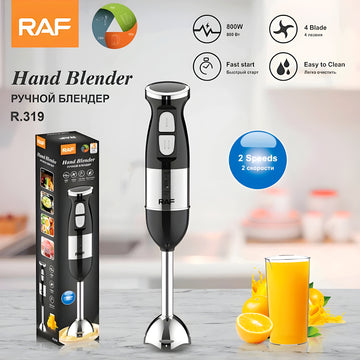 R 319 RAF 4 Blade Fast Start 2 Speed Level 800W Electric Hand Blender with Stainless Steel Shaft and Ice Crushing Pulse Switch for Soups and Sauces