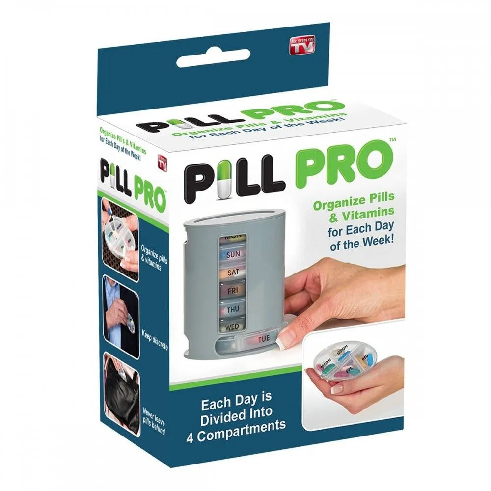 Pro Pill Box 7 Days Medicine Container Round Case Dispenser