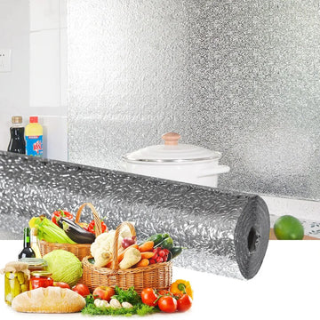 40 x 100cm Kitchen Oil-Proof Waterproof Aluminum Foil Self-Adhesive Wall Sticker DIY Wallpaper