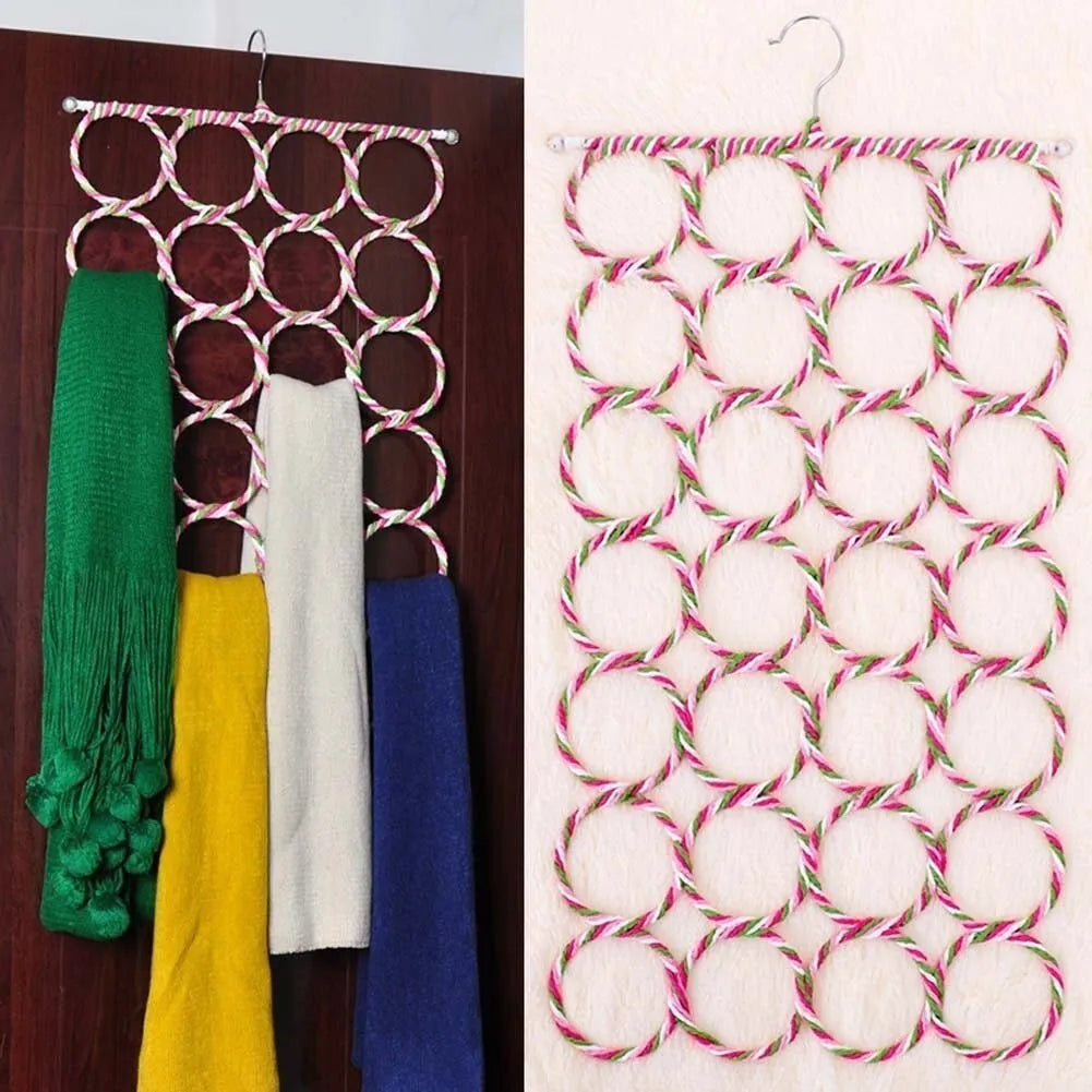 28 Holes Multifunctional Scarf Hanger for Scarves Ties Belts and Shawls