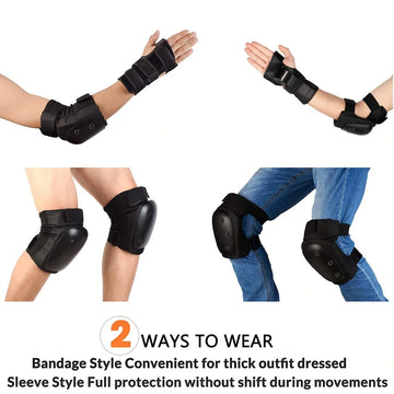 6-Piece Cycling Skating Protective Gear Set Knee Elbow Wrist Pads for Outdoor Sports