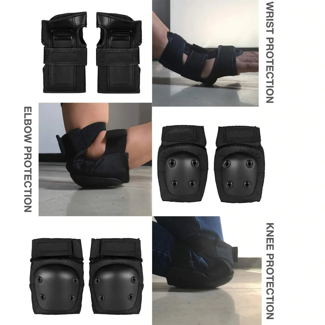 6-Piece Cycling Skating Protective Gear Set Knee Elbow Wrist Pads for Outdoor Sports