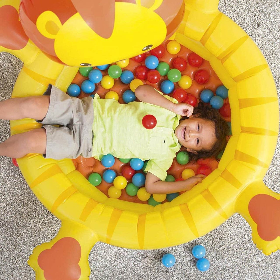 Up In And Over Colorful Lion Ball Pit Inflatable Kids Play Centre with 50 Multi-Colored Balls - Al-Raheem Imports