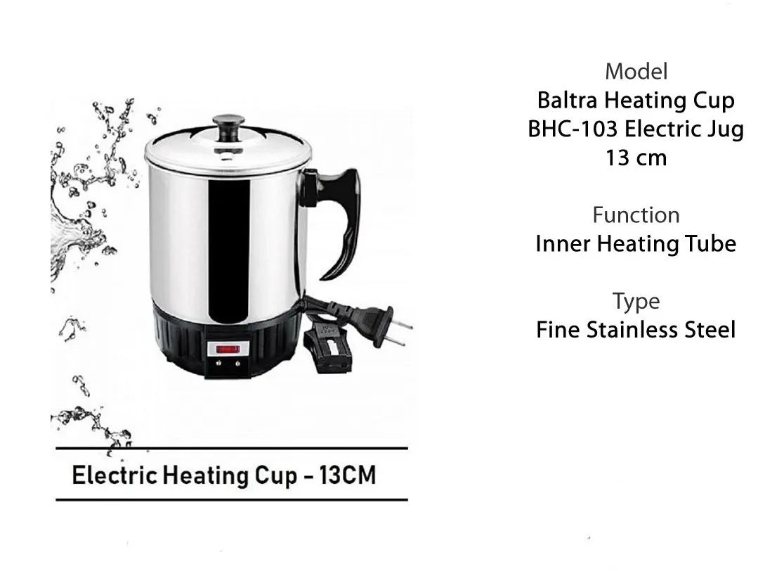13cm 1L Stainless Steel Electric Heating Cup Kettle 300W with Auto Shut Off for Home Office Travel