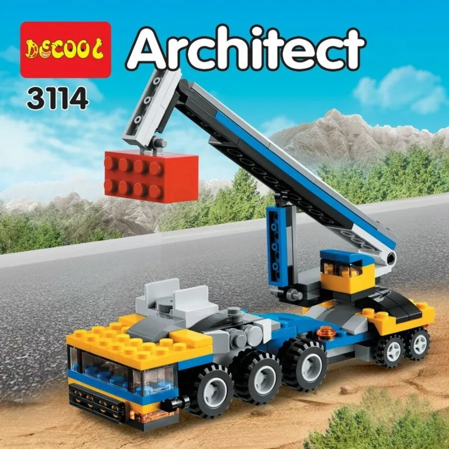 3 in 1 Vehicle Transporter Crane Building Blocks Toy for Kids 6+