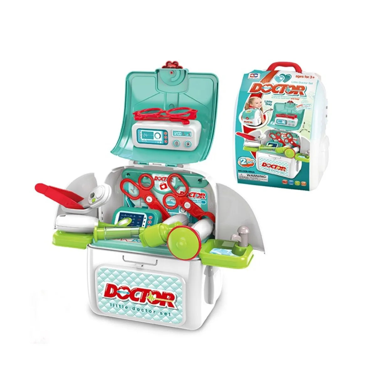 2 in 1 Doctor Play Backpack Medical Kit for Kids Pretend Play