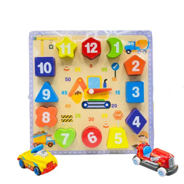 Colorful Wooden 12 Block Digital Clock Puzzle Montessori Learning Toy