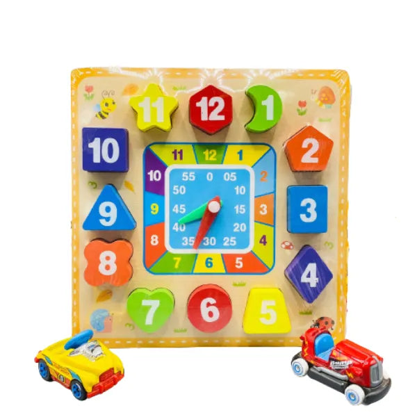 Colorful Wooden 12 Block Digital Clock Puzzle Montessori Learning Toy
