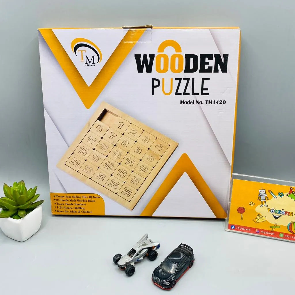 Wooden Twenty Four Digit Sliding Puzzle Educational Toy for Kids