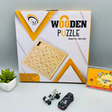 Wooden Twenty Four Digit Sliding Puzzle Educational Toy for Kids