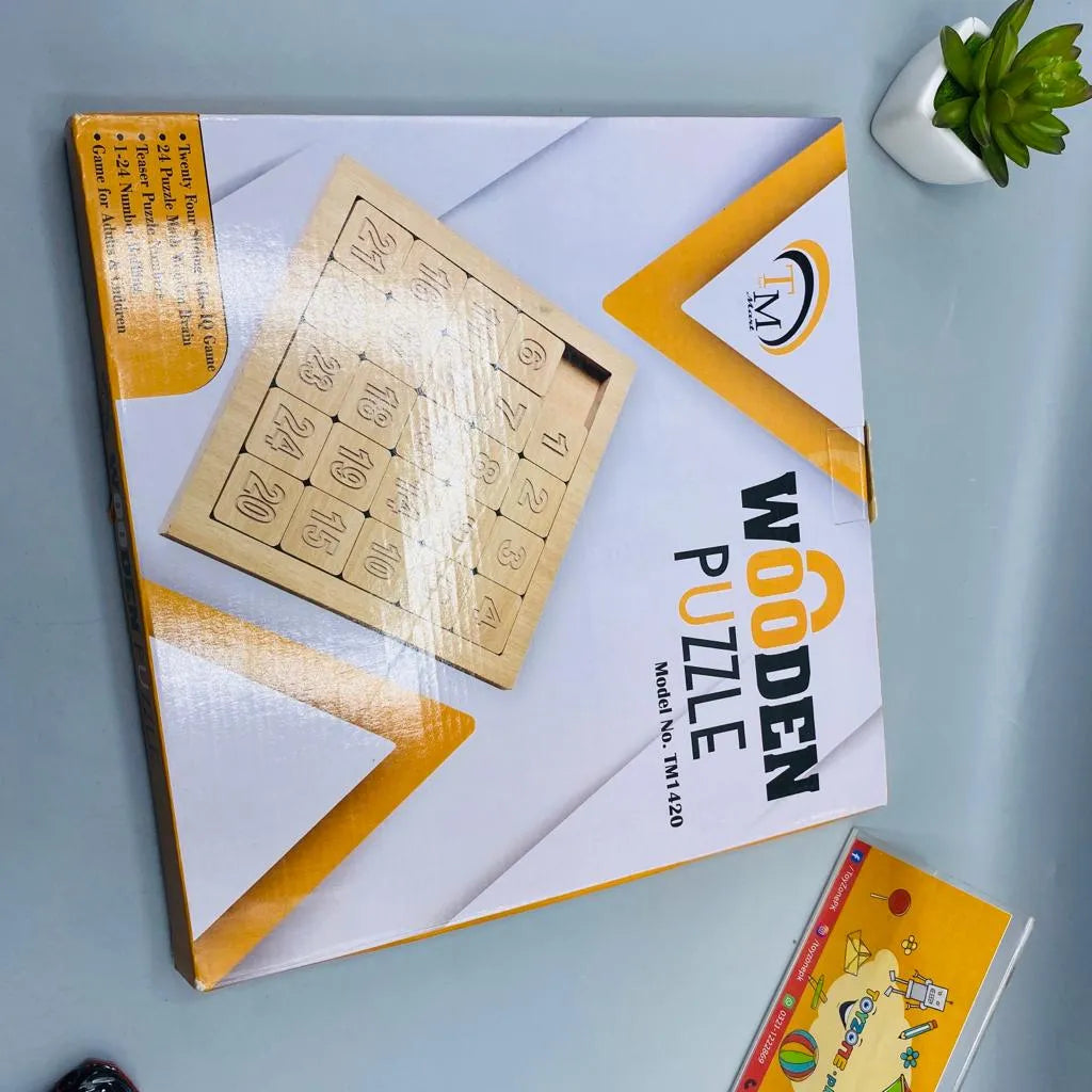 Wooden Twenty Four Digit Sliding Puzzle Educational Toy for Kids