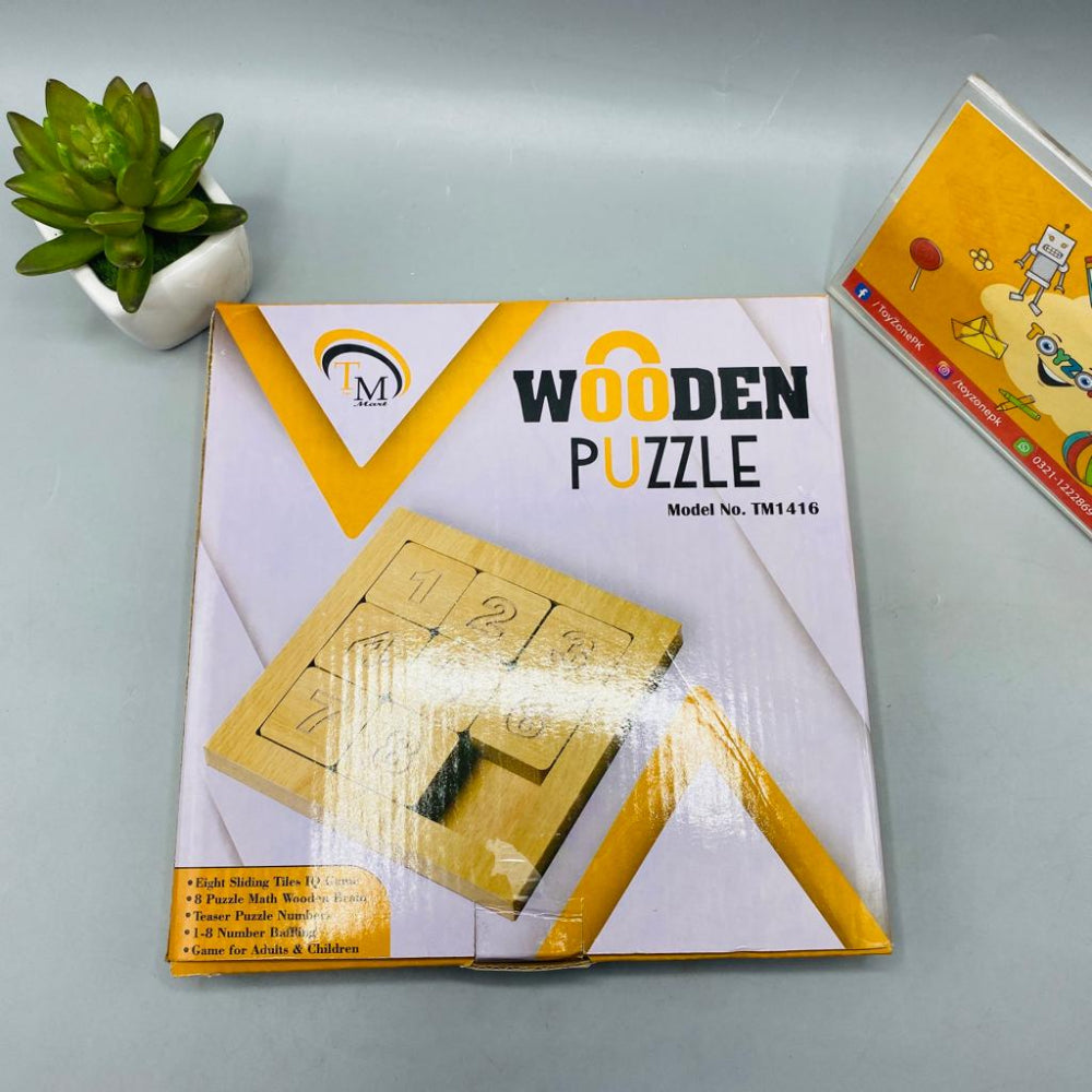 Wooden Eight Digit Sliding Puzzle Educational Toy for Kids