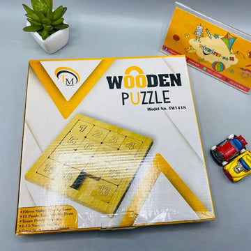 Wooden Fifteen Digit Sliding Puzzle Educational Toy for Kids