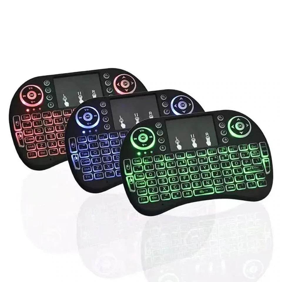 3 Colors Backlit Mini Wireless Keyboard 2.4ghz With Touchpad Remote Control - Al-Raheem Imports