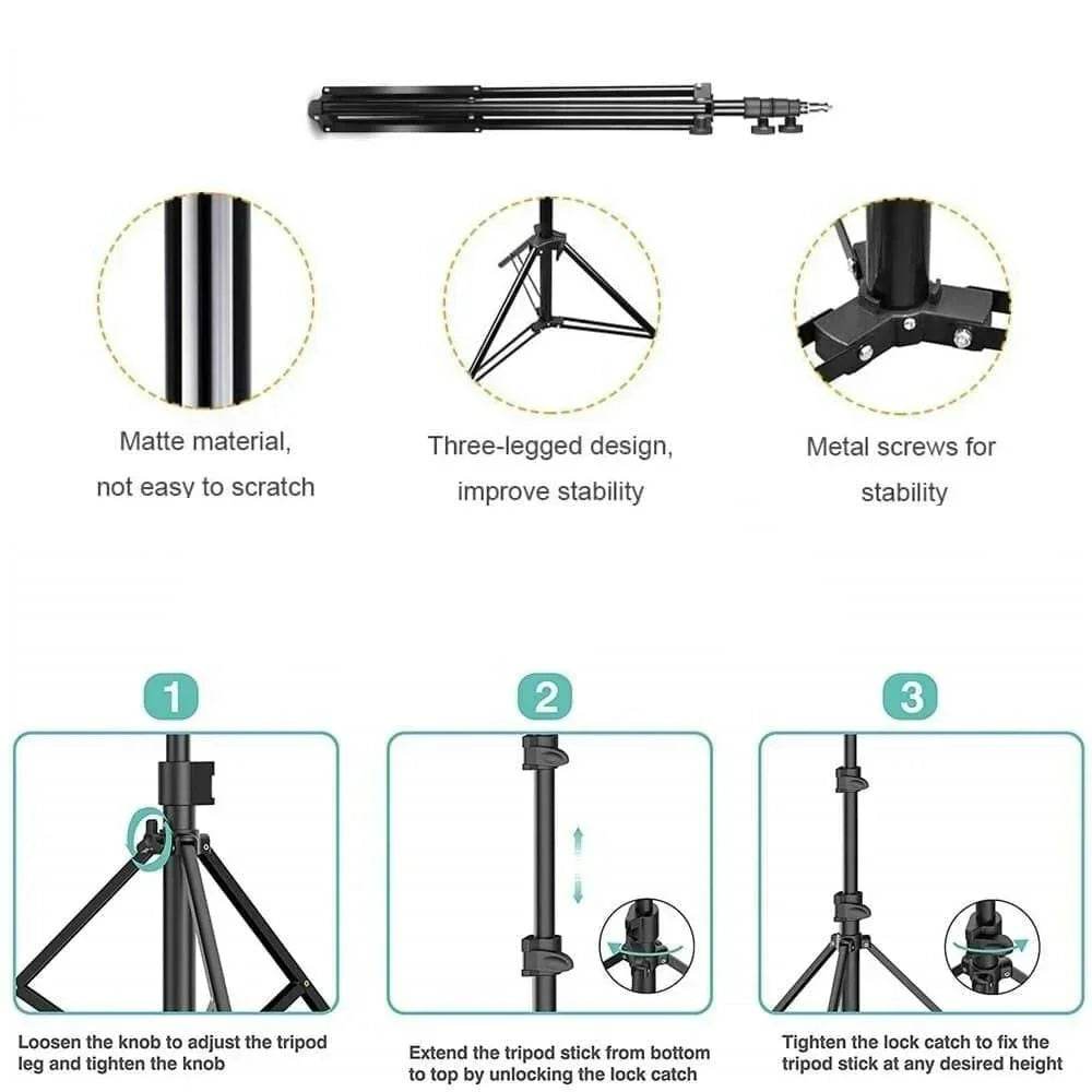 Tripod 7 Feet Photography Light Camera Stand Adjustable Height With 1/4 Screw Head For Ring Light - Al-Raheem Imports