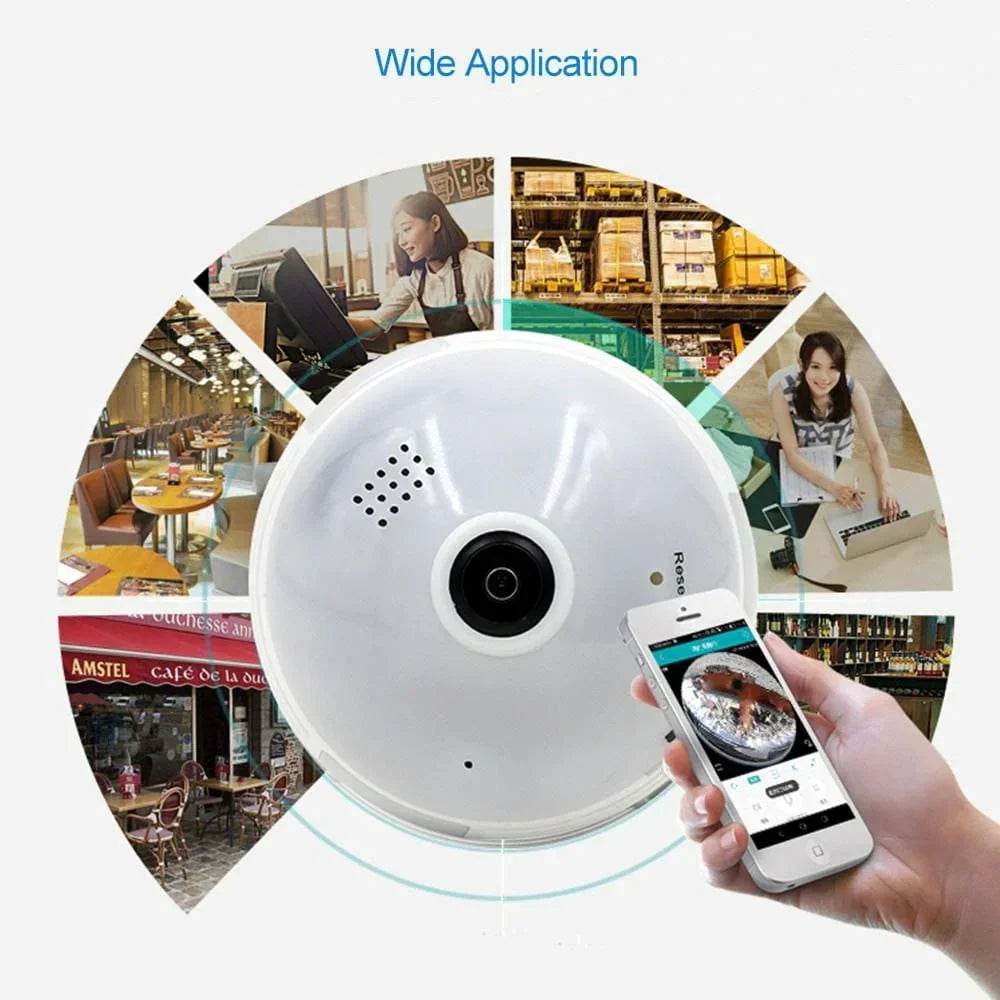 Panoramic Wifi Camera 960P Wireless Bulb IP Camera 360 Degree Night Vision Card Recording - Al-Raheem Imports