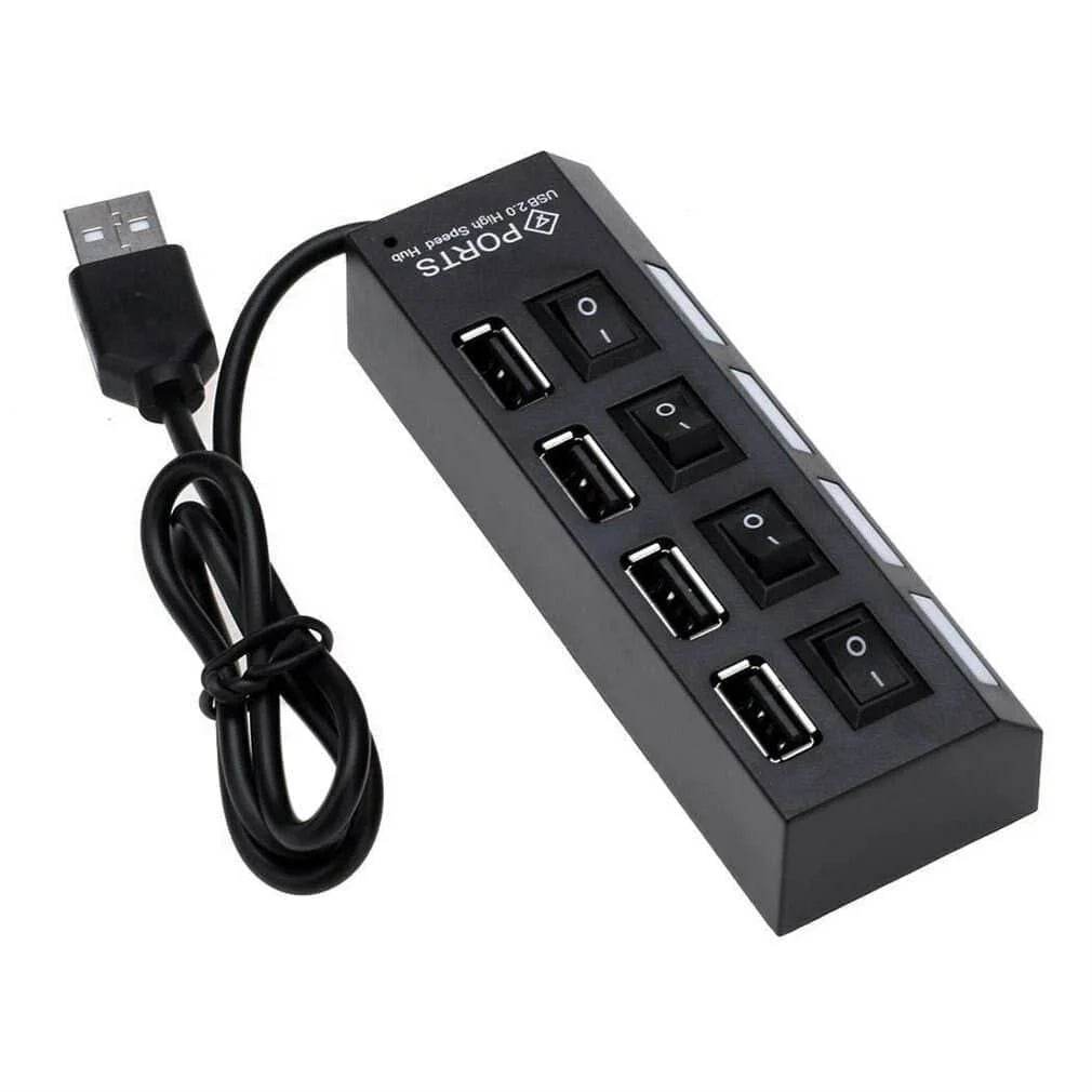 High Speed 4 Port USB 2.0 External Multi Expansion Hub With Switch - Al-Raheem Imports