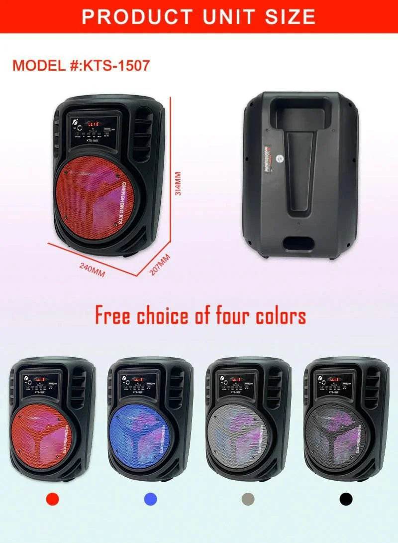 KTS-1507 8 Inch Microphone Speaker Party Wireless Portable Speaker - Al-Raheem Imports