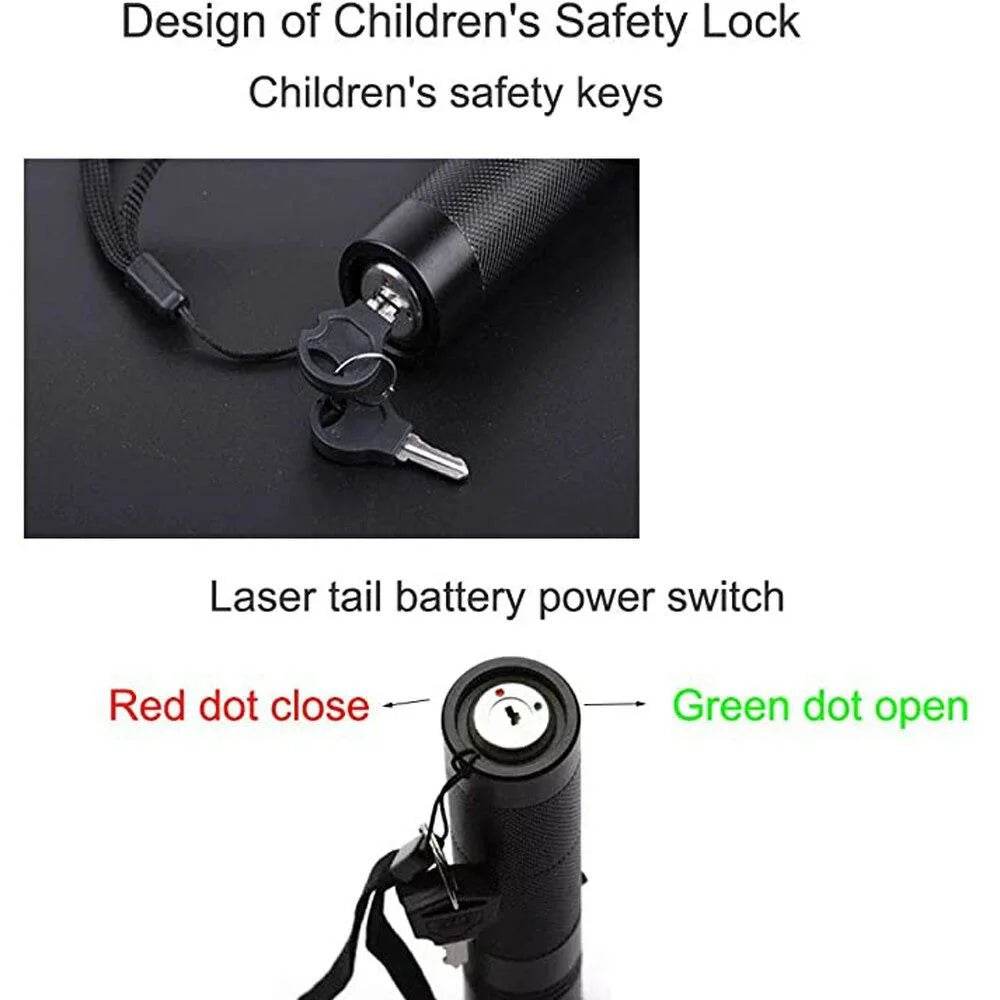 Multifunctional High Quality Green Laser Pointer Pen With Safety Lock Key - Al-Raheem Imports