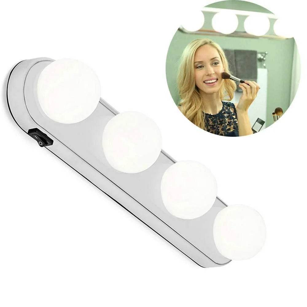 Portable LED Mirror Light 4 Bulb Makeup Night Light Vanity Light Easy Installed Makeup Studio Lamp - Al-Raheem Imports