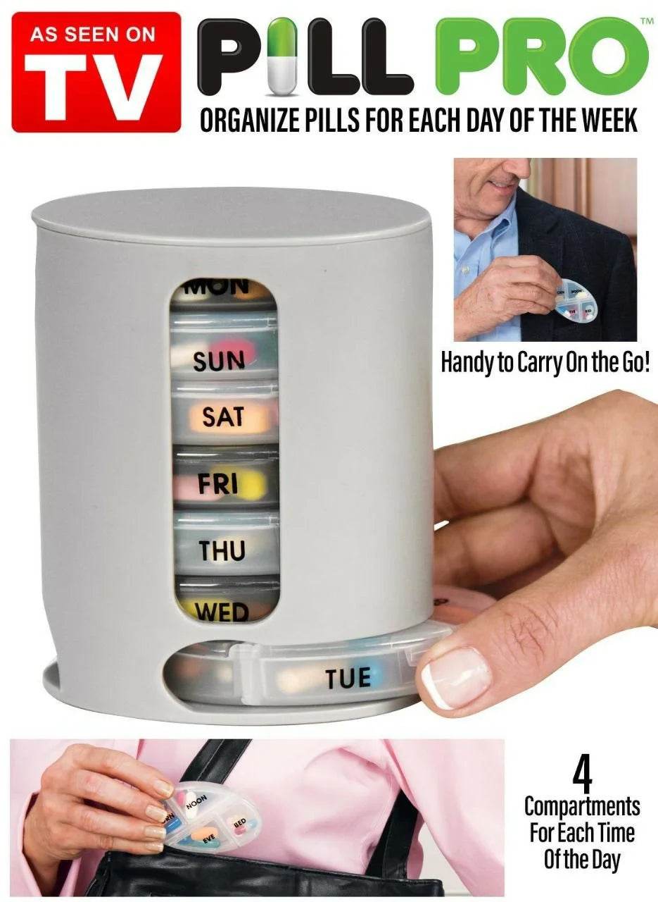 Pro Pill Box 7 Days Medicine Container Round Case Dispenser - Al-Raheem Imports
