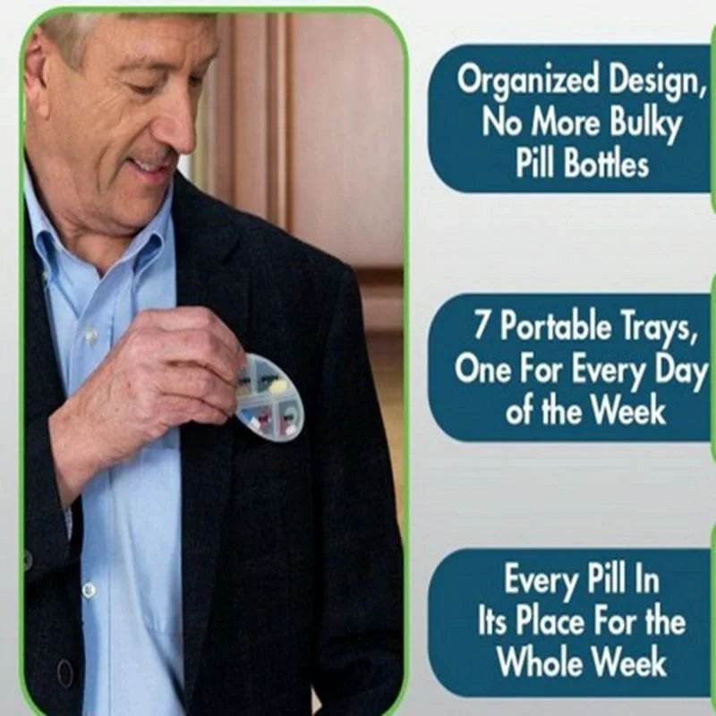 Pro Pill Box 7 Days Medicine Container Round Case Dispenser - Al-Raheem Imports