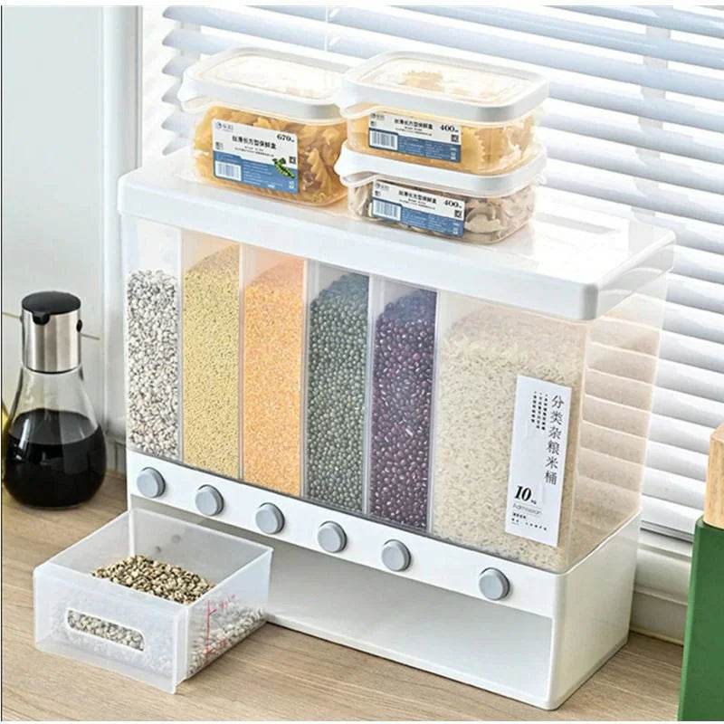 Wall Mounted Separate Rice Bucket Cereal Dispenser Moisture Proof Automatic Sealed Food Storage Box - Al-Raheem Imports