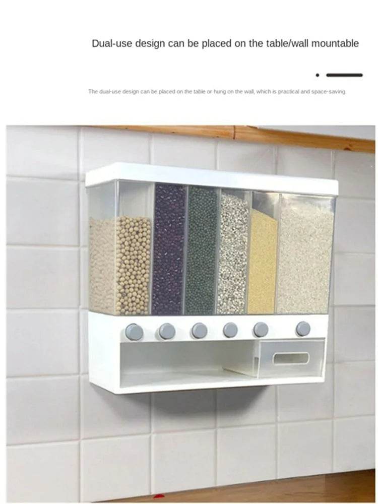 Wall Mounted Separate Rice Bucket Cereal Dispenser Moisture Proof Automatic Sealed Food Storage Box - Al-Raheem Imports