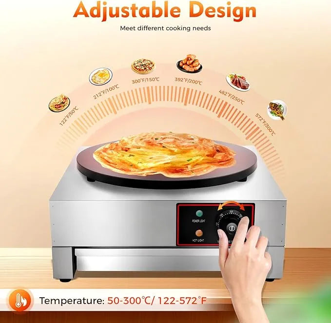 16 Inch Commercial Crepe Machine,1700W Electric Crepe Maker With Temperature Adjustable
