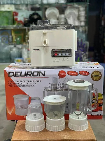 Deuron GL 414 Four in One Juicer Blender and Grinder Machine 550 Watt Heavy Duty Electric Juicer