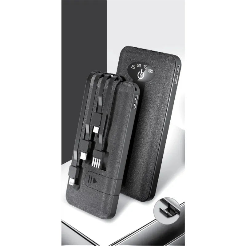 Alpha X-200 10000mAh Power Bank with Phone Holder, LED Display, and Dual Torch Lights