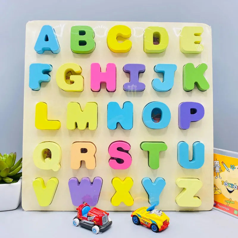 Wooden 26 Letters Alphabetic Learning Board Puzzle with Animals for Kids