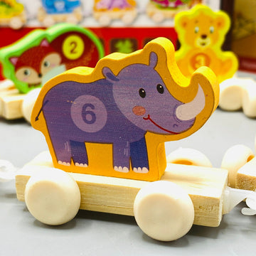 Wooden Digital Cartoon Number Train Educational Toy for Kids
