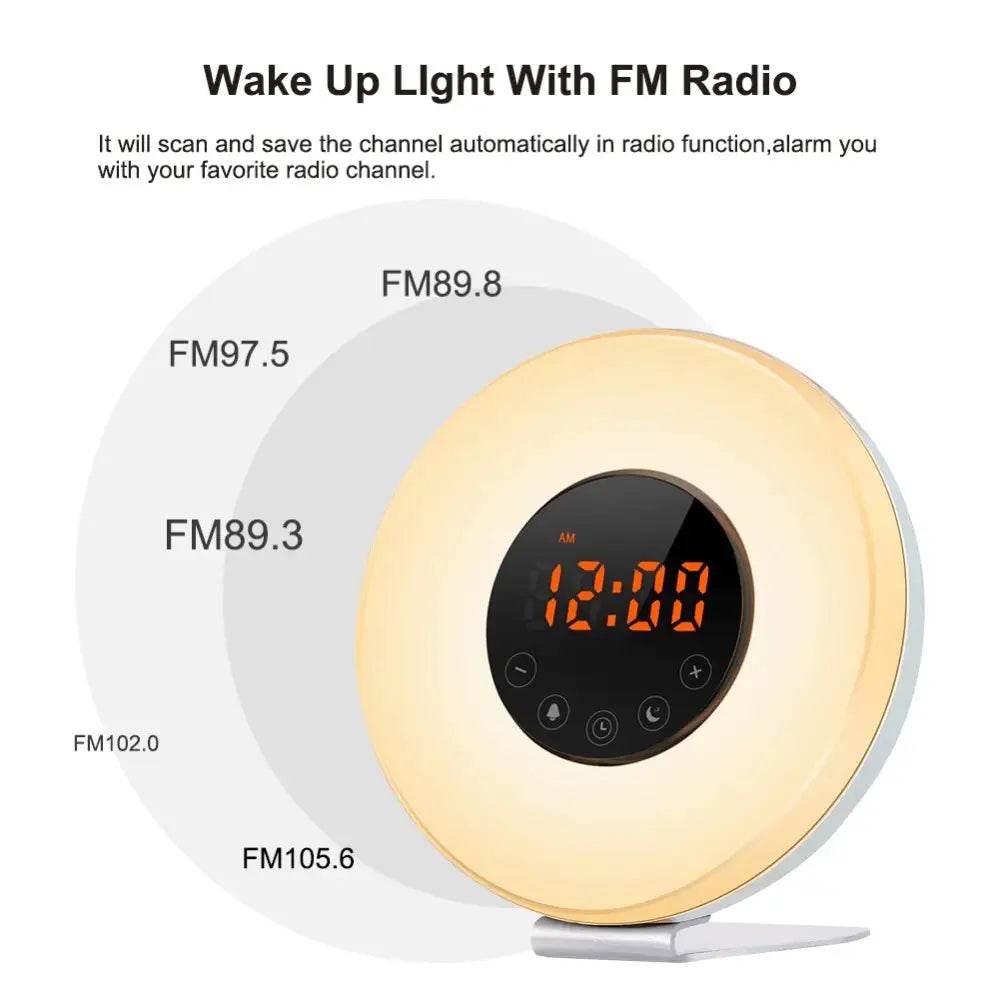 Wake Up Light Alarm Clock with FM Radio, Nature Sounds, Smart Snooze Functions, and USB Charger - Al-Raheem Imports