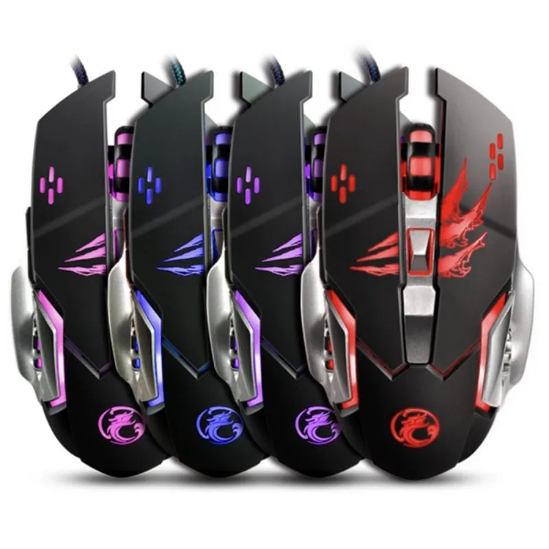 A8 3200 DPI Wired Gaming Mouse with 6 Buttons and Colorful LED Lighting