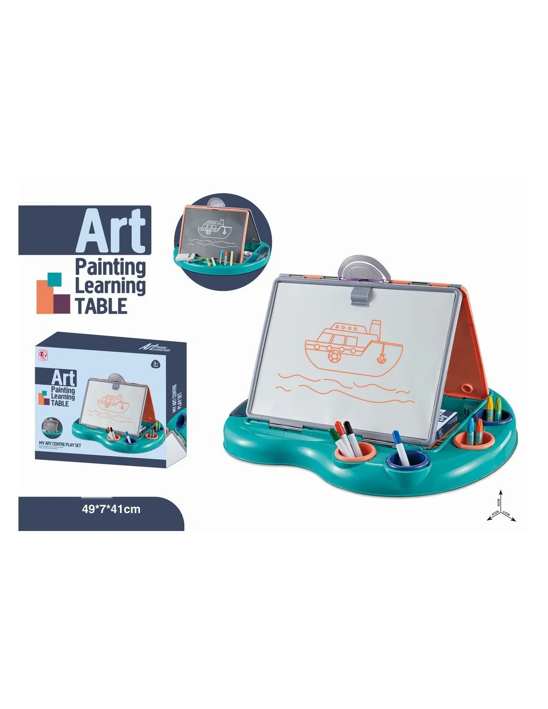 2-in-1 Junior Art Painting Learning Table Drawing Board Playset for Kids