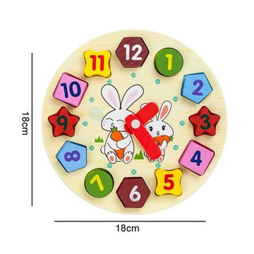 High Quality Polished Wooden Digital Geometry Clock Puzzle for Kids
