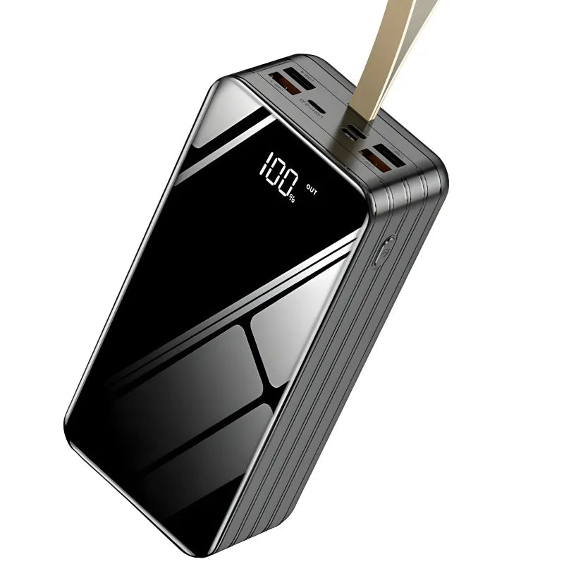 SOVO P3 30000mAh Power Bank with Built In 3 Cables Type C Lightning Micro USB Digital Display Flashlight