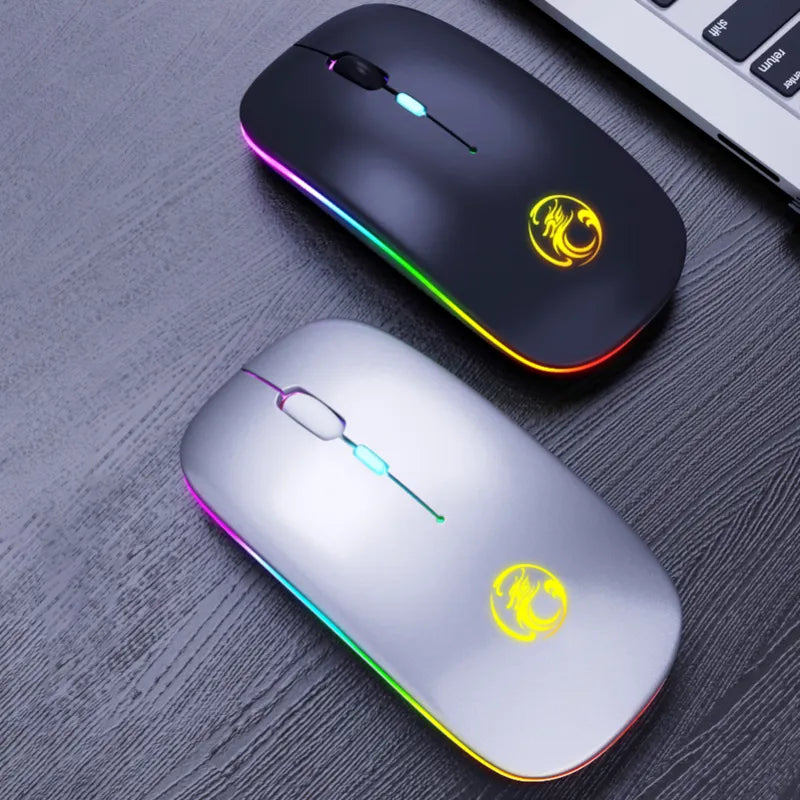 E-1300 Rechargeable 2.4GHz Wireless Mouse with Bluetooth 5.1 and RGB Lighting