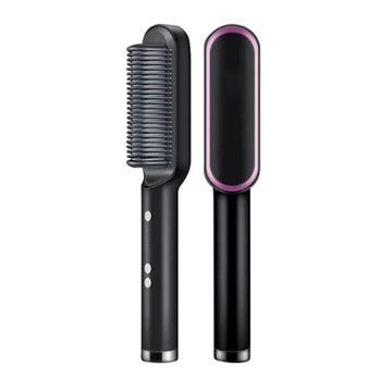 2 In 1 Ionic Hair Straightening Brush with 3 Heat Levels Fast Ceramic Heating Anti Scald Comb 130 to 240°C