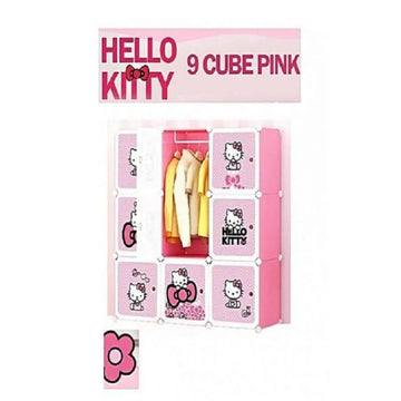 Hello Kitty 9 Cube Kids Wardrobe Cabinet with Hanging Rod DIY Storage Rack