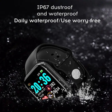 D20 Heart Rate Blood Pressure Smartwatch Color Screen Fitness Tracker Smart Watch IP67 Waterproof Compatible with iOS and Android