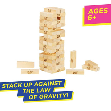 Classic Jenga Wooden Stacking Tower Board Game for Kids Ages 6+ Family Fun Strategy Block Building Game Natural Wood