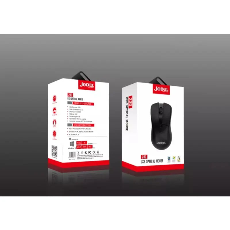 Jedel 230 USB Wired 3D Optical Mouse with 800DPI for Desktop and Laptop Use