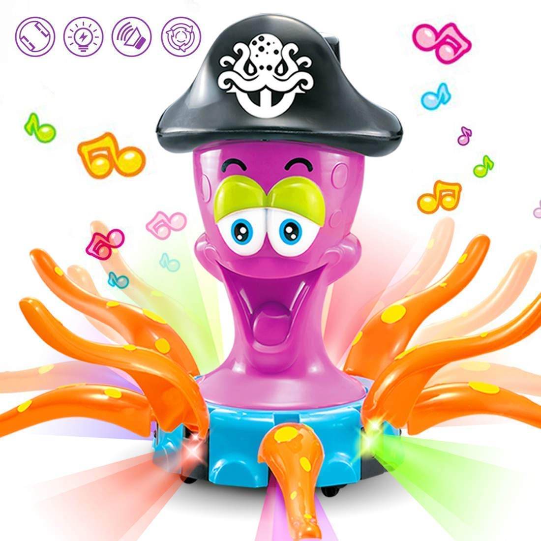Captain Octopus Electric Dancing Toy with LED Lights & Music for Kids 3+ - Al-Raheem Imports