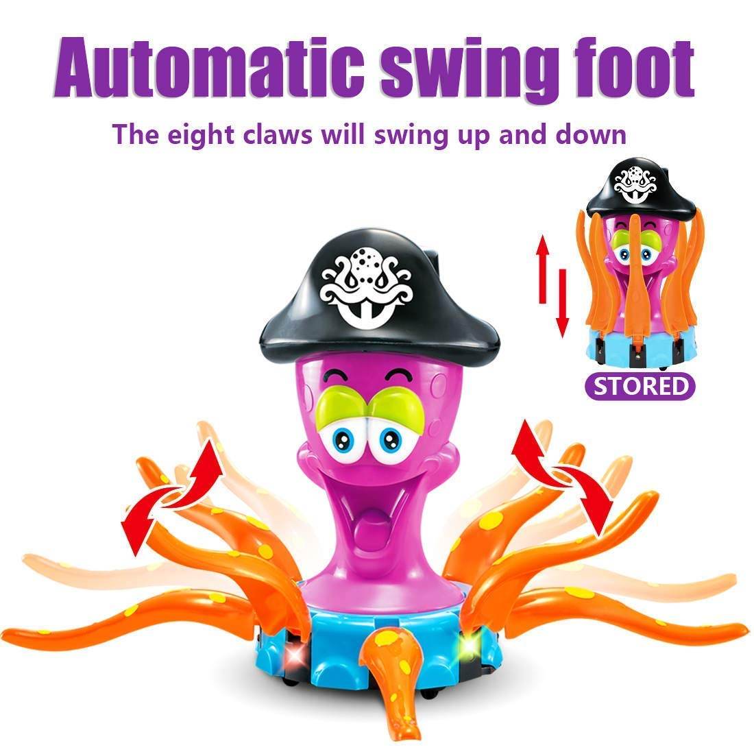 Captain Octopus Electric Dancing Toy with LED Lights & Music for Kids 3+ - Al-Raheem Imports