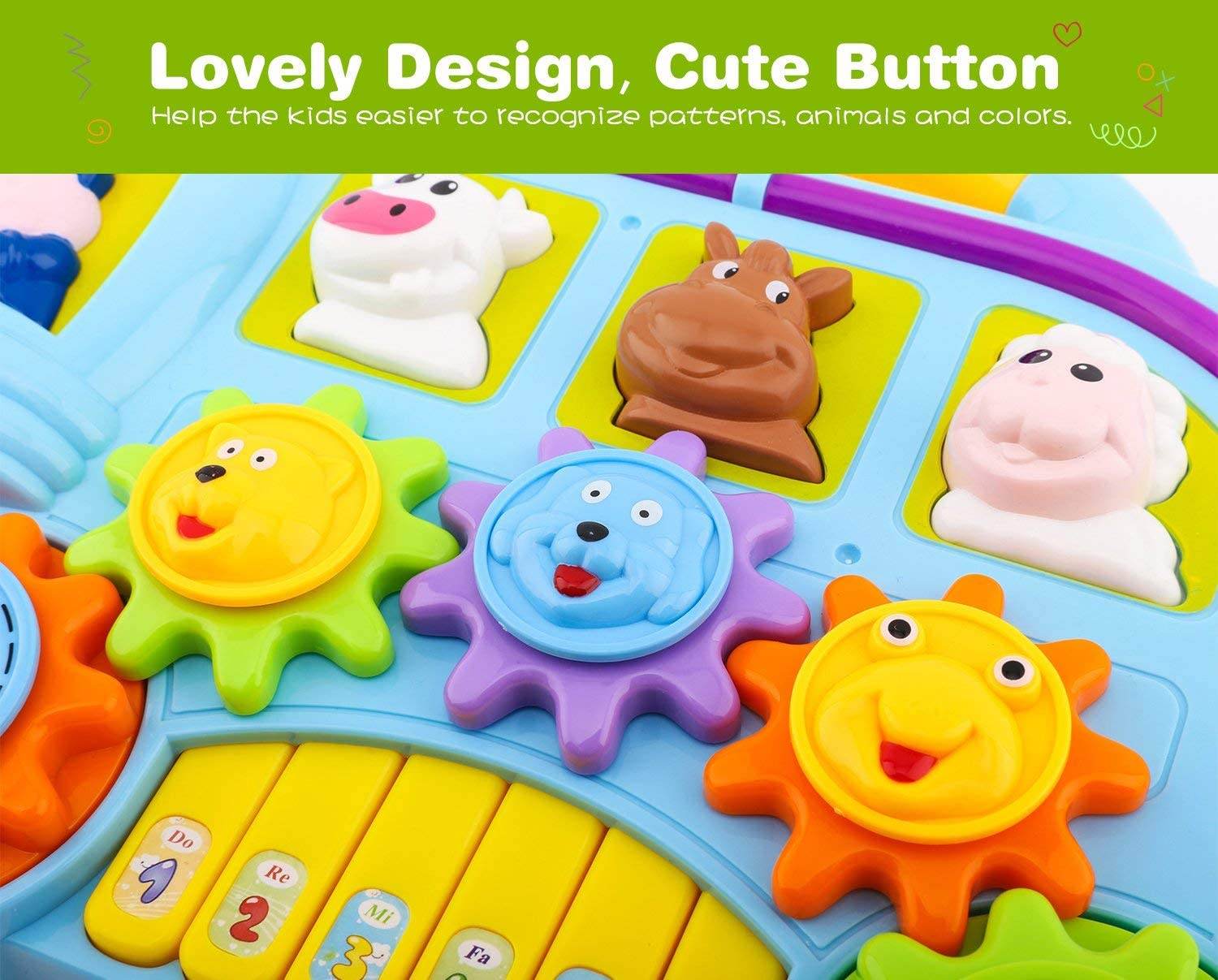 Car Piano Musical Toy with Lights & Animal Sounds 4 Play Modes Kids 2-7 Years - Al-Raheem Imports