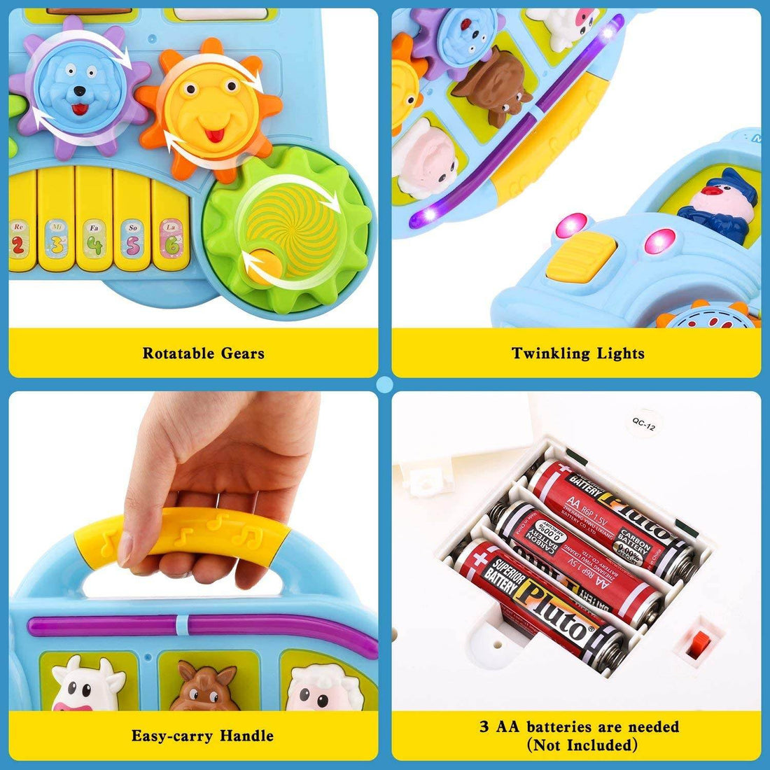 Car Piano Musical Toy with Lights & Animal Sounds 4 Play Modes Kids 2-7 Years - Al-Raheem Imports