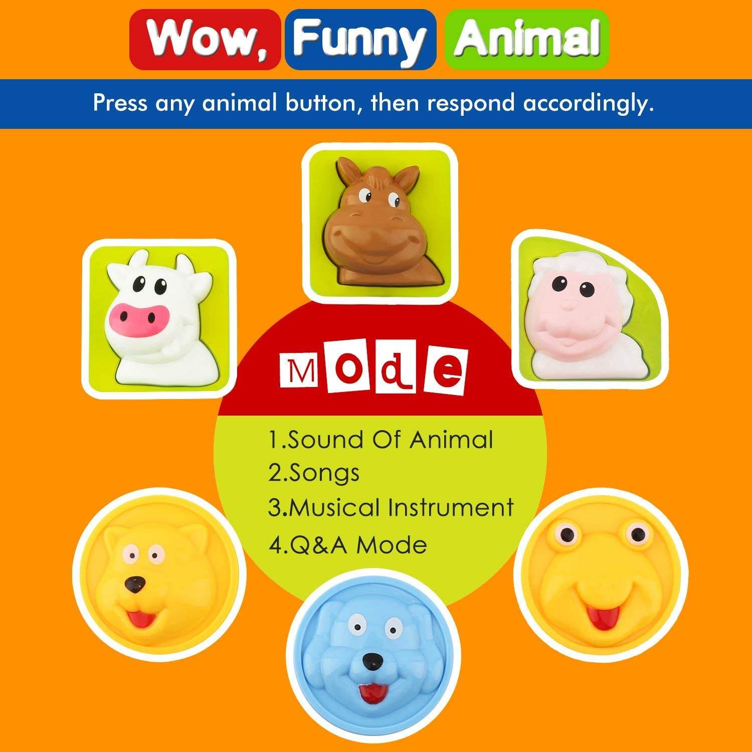 Car Piano Musical Toy with Lights & Animal Sounds 4 Play Modes Kids 2-7 Years - Al-Raheem Imports